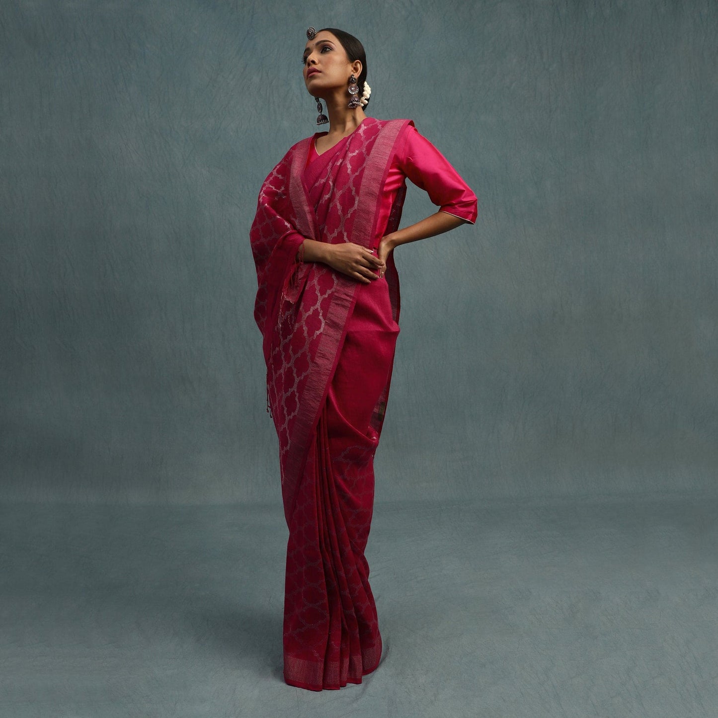 Linen Jamdani Jaal Gulab