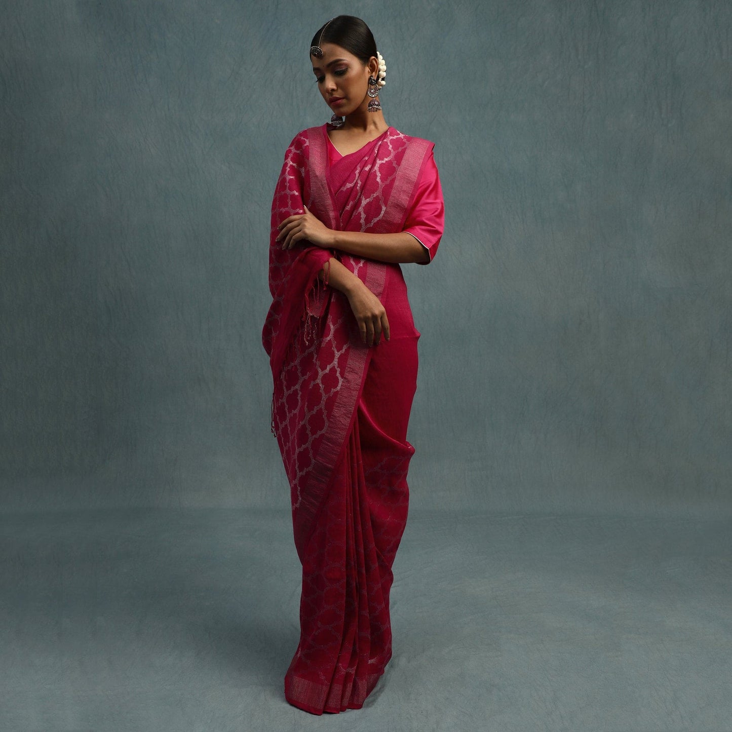 Linen Jamdani Jaal Gulab