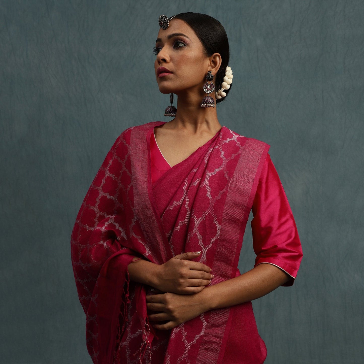 Linen Jamdani Jaal Gulab