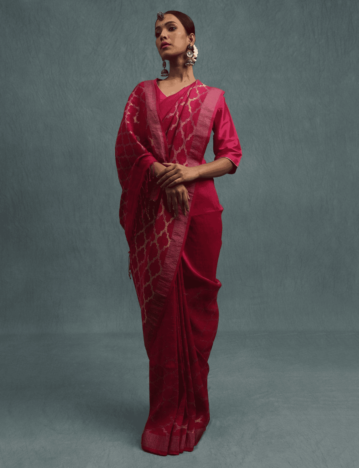 Linen Jamdani Jaal Gulab