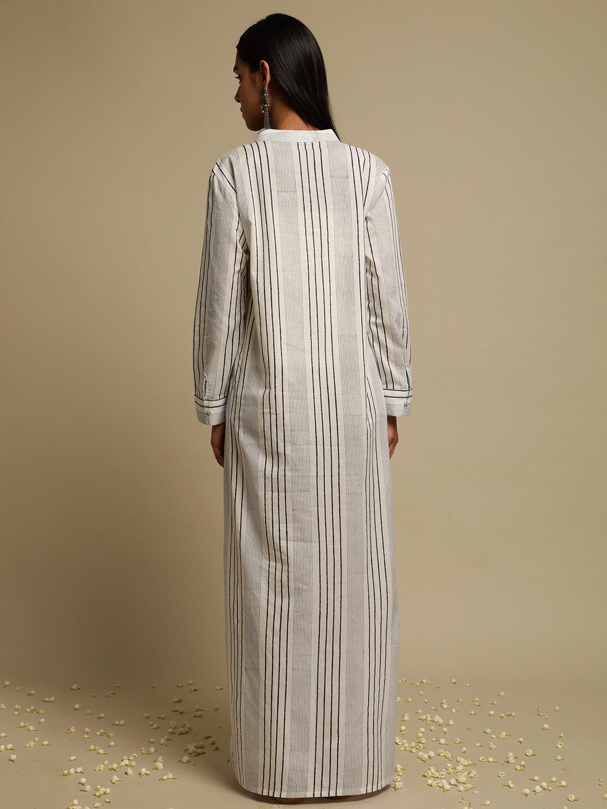 Indigo Stripes Organic Cotton Hand Block Printed Kaftan