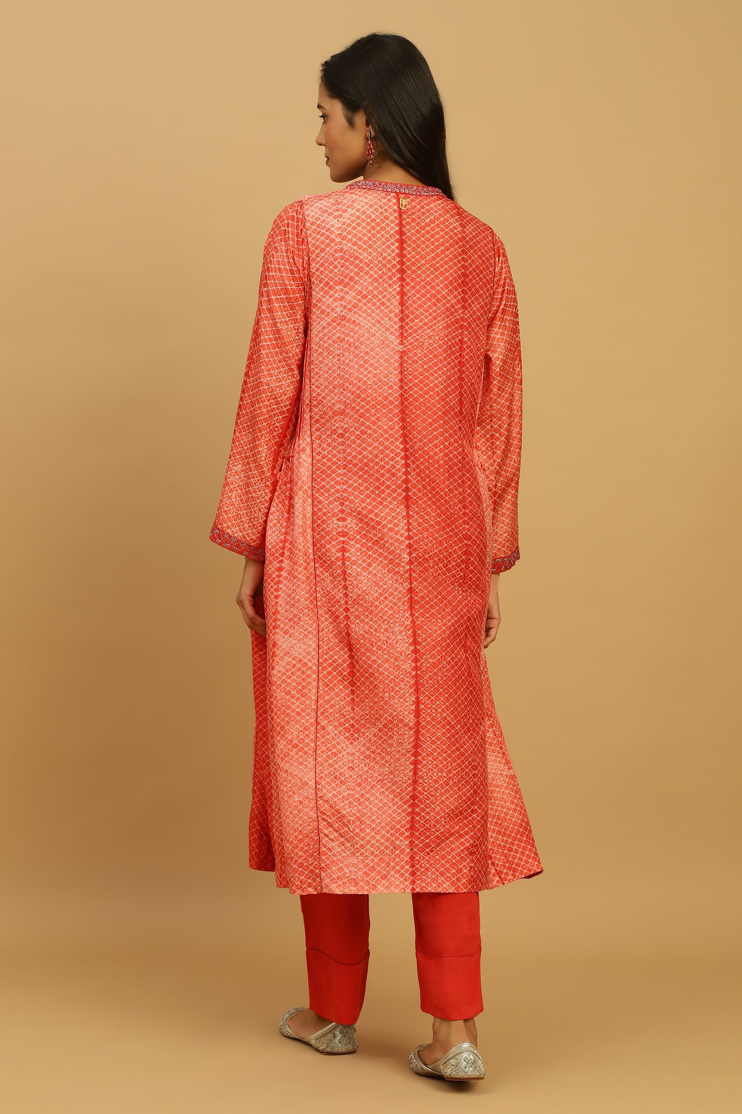 RED SILK SHIBORI TUNIC SET (2 pcs)