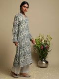 Indigo Anaar Jaal Cotton Silk Hand Block Printed Kurta- (3 Pcs Set)