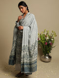 Indigo Anaar Jaal Cotton Silk Hand Block Printed Kurta- (3 Pcs Set)