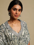 Grey Anaar Jaal Cotton Silk Hand Block Printed Kaftan