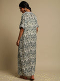 Grey Anaar Jaal Cotton Silk Hand Block Printed Kaftan