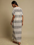 Grey Ikat Woven Cotton Kaftan