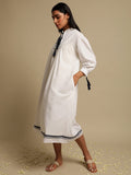 Hand Woven Cotton White Tassels Dress