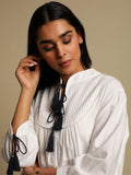 Hand Woven Cotton White Tassels Dress