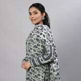 Green Peoney Cotton Silk 3Pc Kurta Set