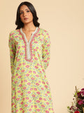 Lime Peony Organic Cotton Kaftan