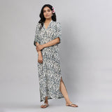 Indigo Anaar Jaal Cotton Silk Kaftan