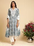 Indigo Marigold Organic Cotton Hand Block Printed Kurta - (3 Pcs Set)