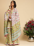Lime Peony Organic Cotton Hand Block Printed Sharara- (3 Pcs Set)