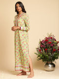 Lime Peony Organic Cotton Kaftan