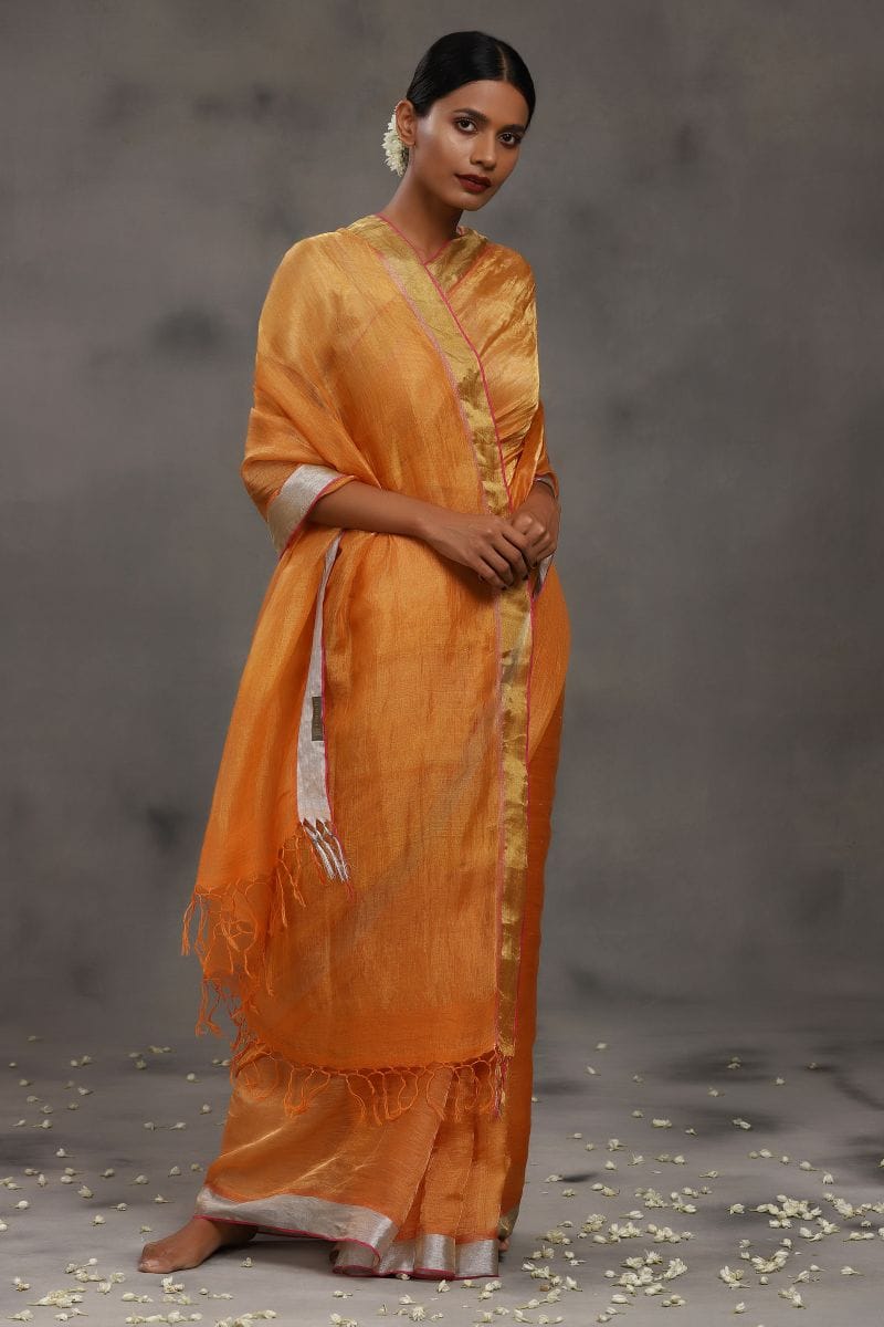 Linen Zari Narangi